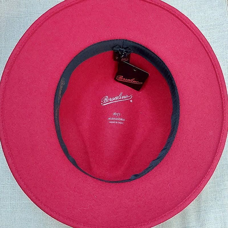 Borsalino/Red fedora hat(Medium brim) - OBEIOBEI