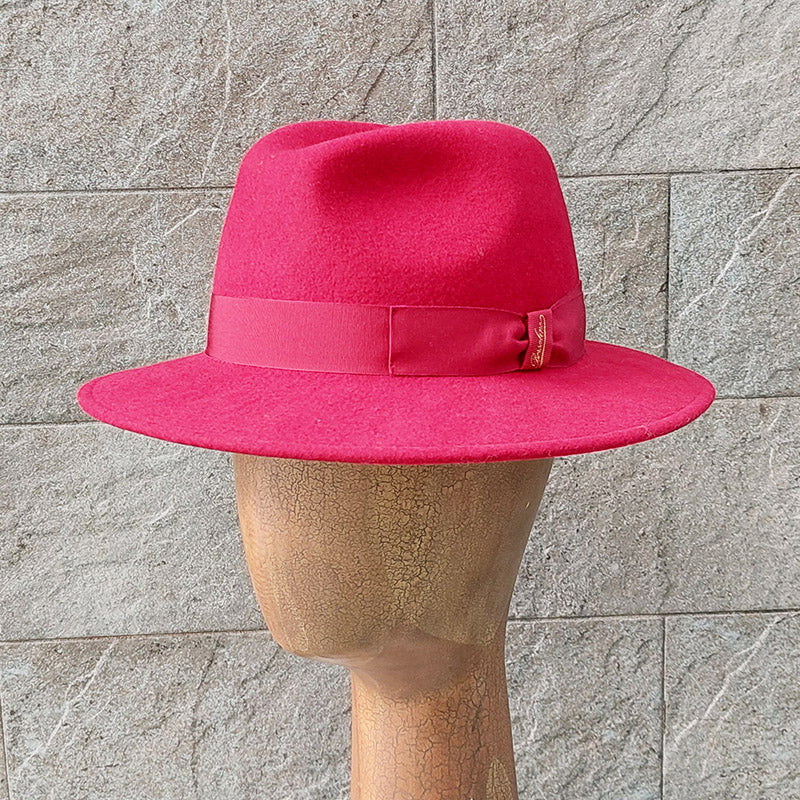 Borsalino/Red fedora hat(Medium brim) - OBEIOBEI