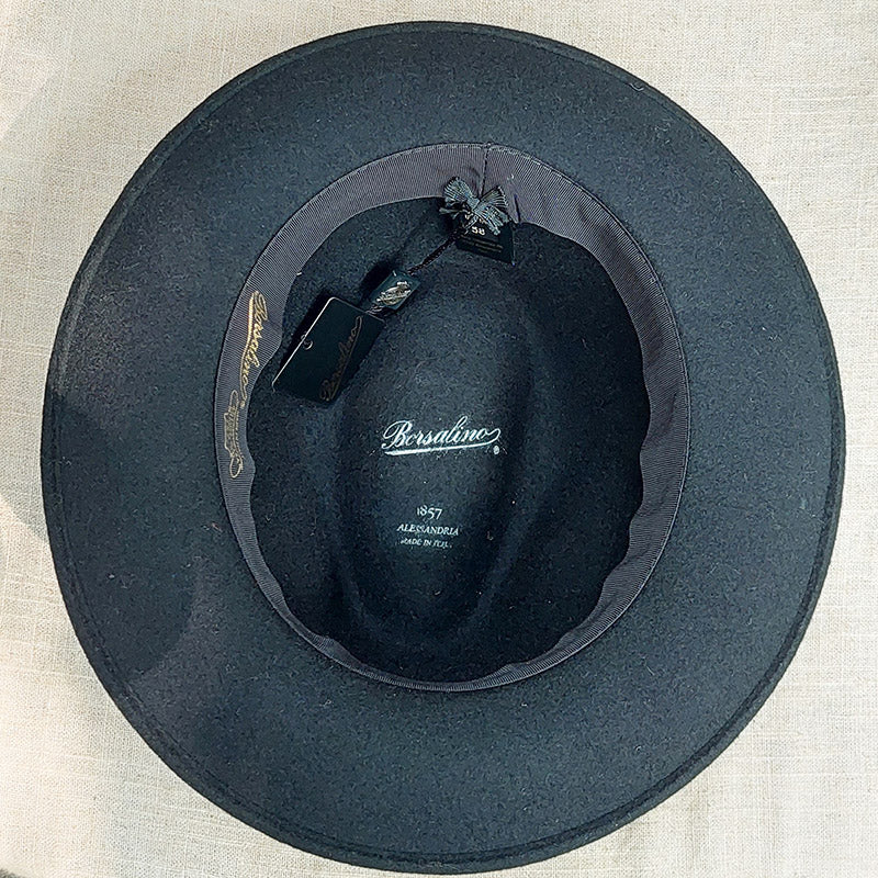 Borsalino/Black fedora hat(Medium brim) - OBEIOBEI