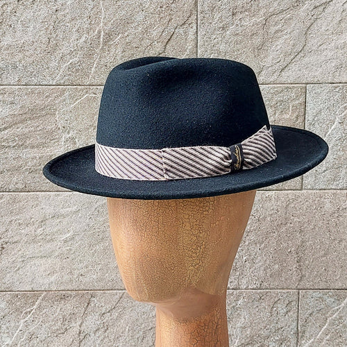 Borsalino/Black fedora hat(Medium brim) - OBEIOBEI