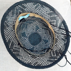 日本設計師草帽/Black lace straw hat - OBEIOBEI