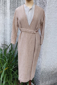 PDR/Beige Linen Dress - OBEIOBEI