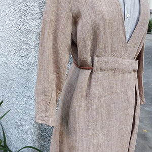 PDR/Beige Linen Dress - OBEIOBEI