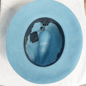 Borsalino/Grey blue fedora hat(Wild brim) - OBEIOBEI