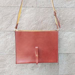 Jas M.B./Brown Leather Shoulder Bag - OBEIOBEI