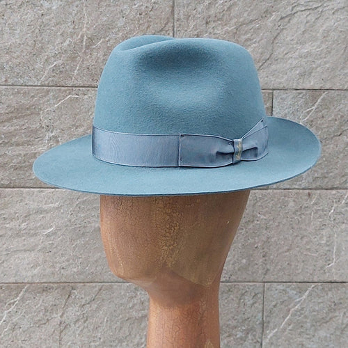 Borsalino/Grey blue fedora hat(Medium brim) - OBEIOBEI
