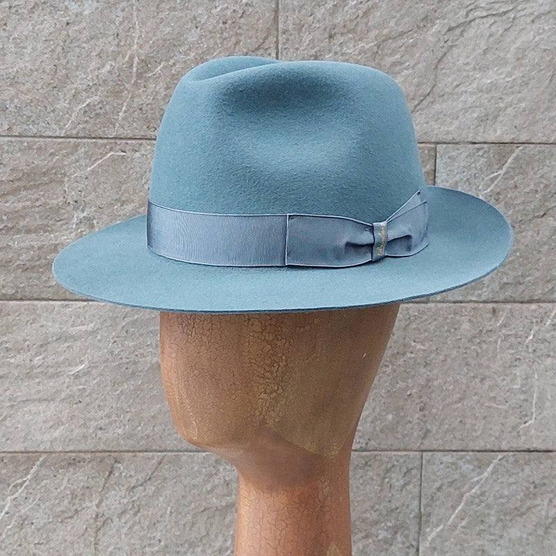 Borsalino/Grey blue fedora hat(Medium brim) - OBEIOBEI