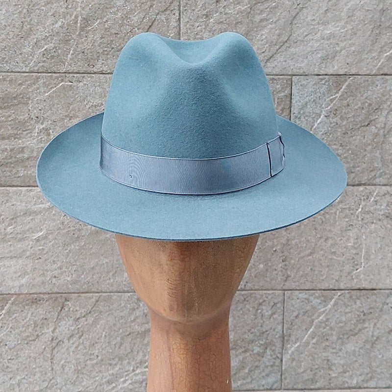 Borsalino/Grey blue fedora hat(Medium brim) - OBEIOBEI