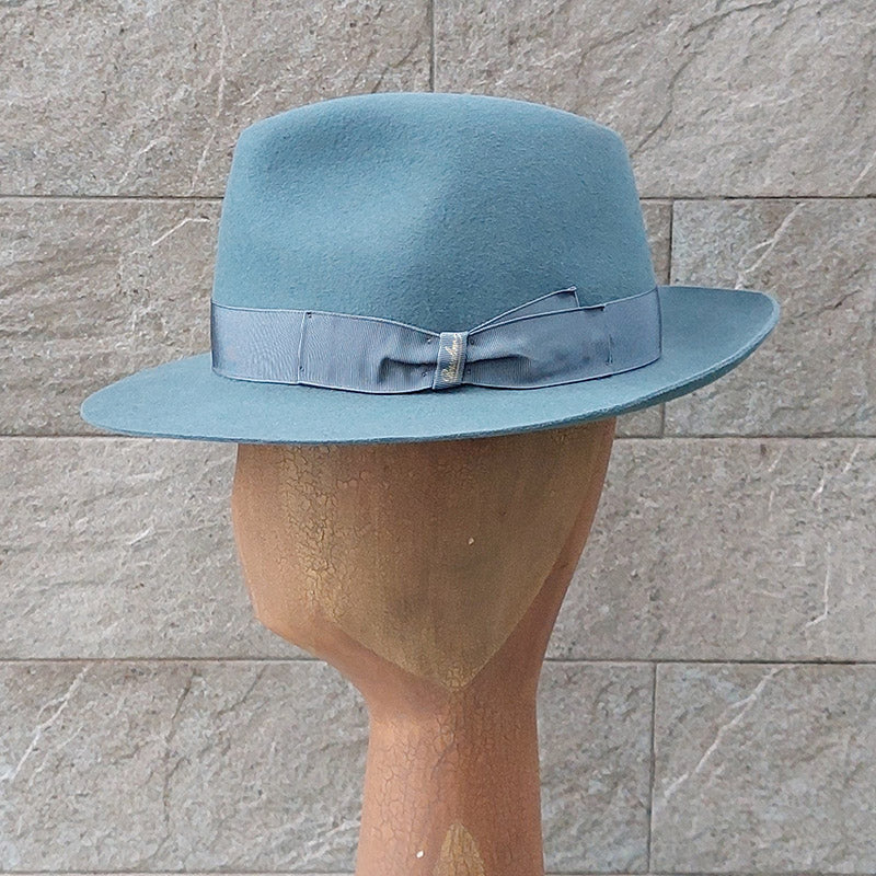 Borsalino/Grey blue fedora hat(Medium brim) - OBEIOBEI