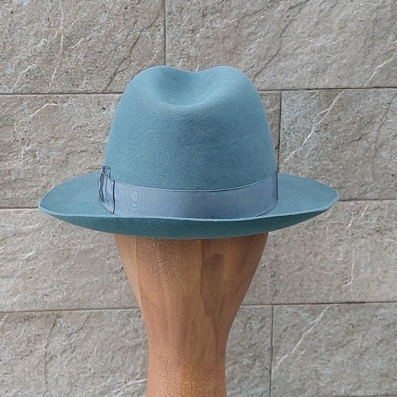Borsalino/Grey blue fedora hat(Medium brim) - OBEIOBEI