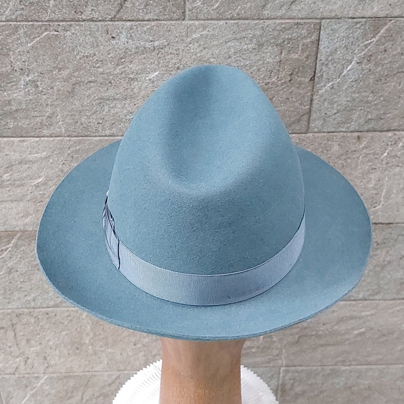 Borsalino/Grey blue fedora hat(Medium brim) - OBEIOBEI