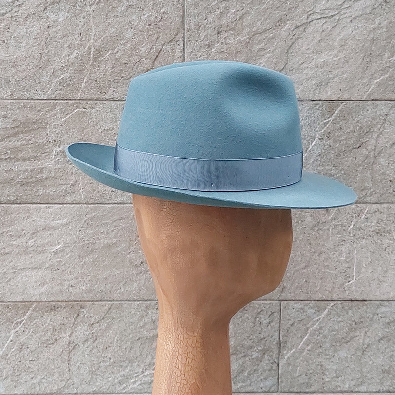Borsalino/Grey blue fedora hat(Medium brim) - OBEIOBEI