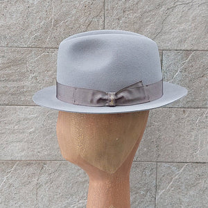 Borsalino/Light grey fedora hat(Small brim) - OBEIOBEI