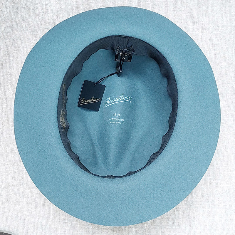 Borsalino/Grey blue fedora hat(Medium brim) - OBEIOBEI