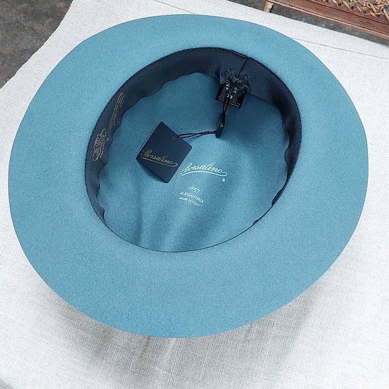 Borsalino/Grey blue fedora hat(Medium brim) - OBEIOBEI