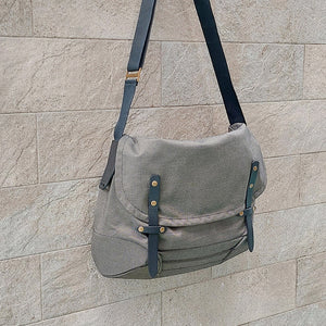 Jas M.B./Grey Canvas Messenger Bag - OBEIOBEI