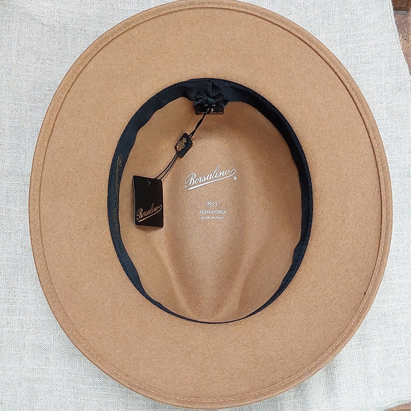 Borsalino/Tan fedora hat(Medium brim) - OBEIOBEI