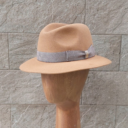 Borsalino/Tan fedora hat(Medium brim) - OBEIOBEI