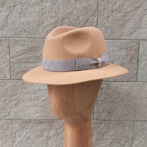 Borsalino/Tan fedora hat(Medium brim) - OBEIOBEI