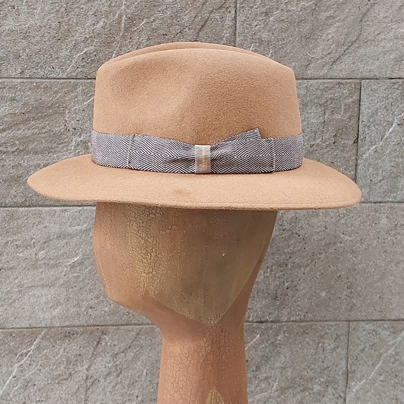 Borsalino/Tan fedora hat(Medium brim) - OBEIOBEI