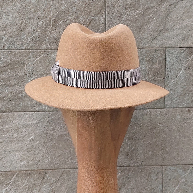 Borsalino/Tan fedora hat(Medium brim) - OBEIOBEI