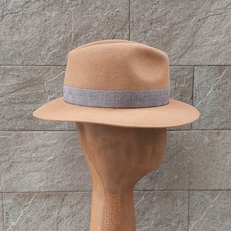 Borsalino/Tan fedora hat(Medium brim) - OBEIOBEI