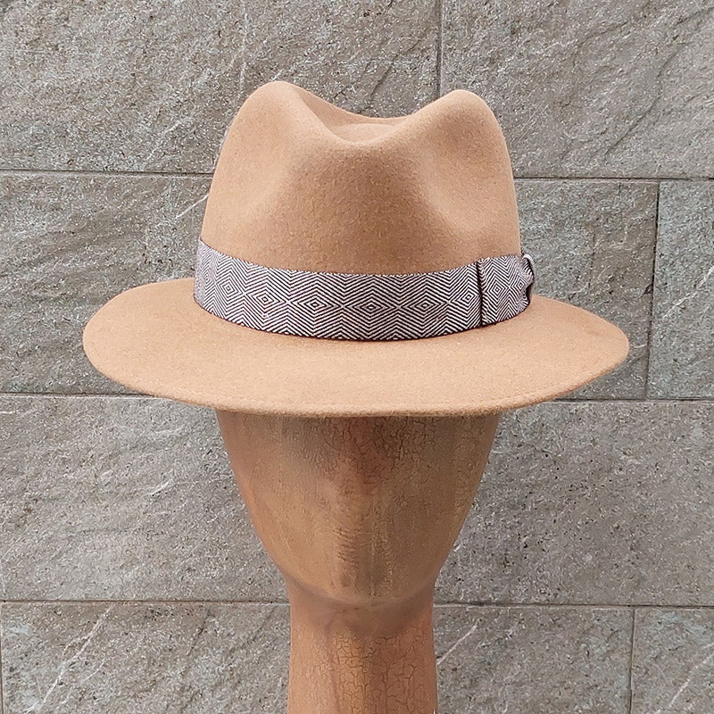 Borsalino/Tan fedora hat(Medium brim) - OBEIOBEI