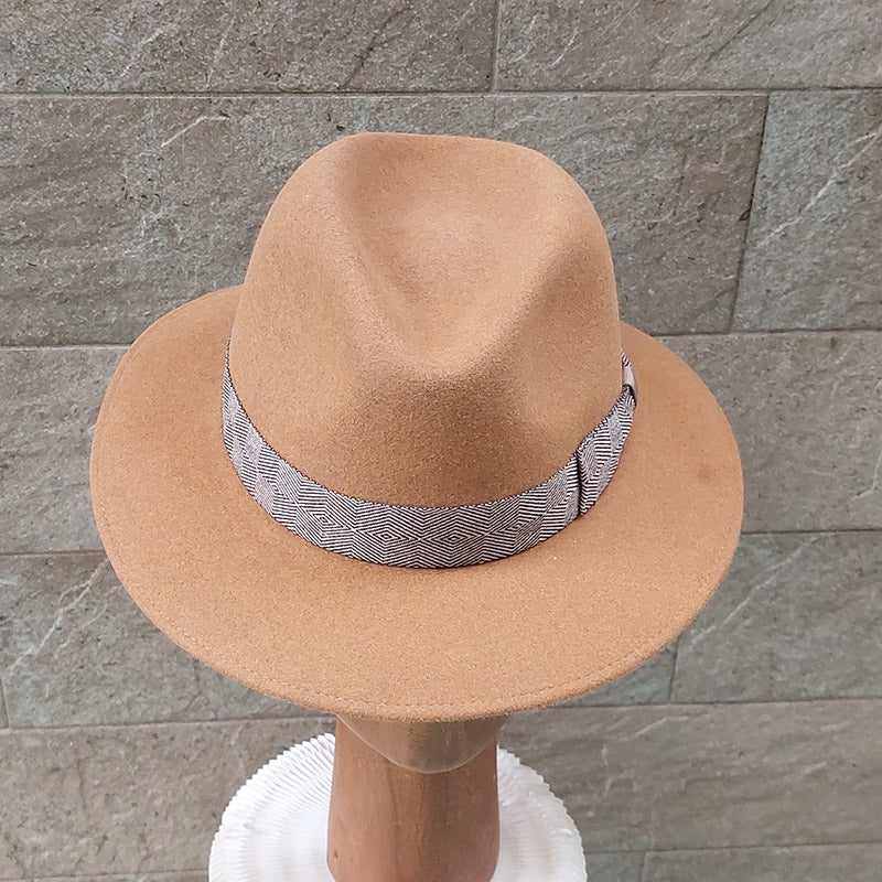 Borsalino/Tan fedora hat(Medium brim) - OBEIOBEI