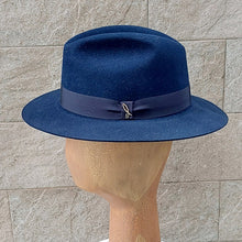 Load image into Gallery viewer, Doria/Navy Felt Fedora Hat - OBEIOBEI