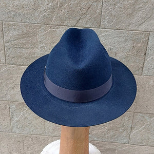 Doria/Navy Felt Fedora Hat - OBEIOBEI