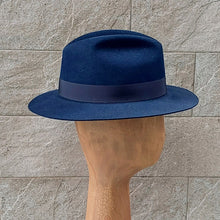 Load image into Gallery viewer, Doria/Navy Felt Fedora Hat - OBEIOBEI