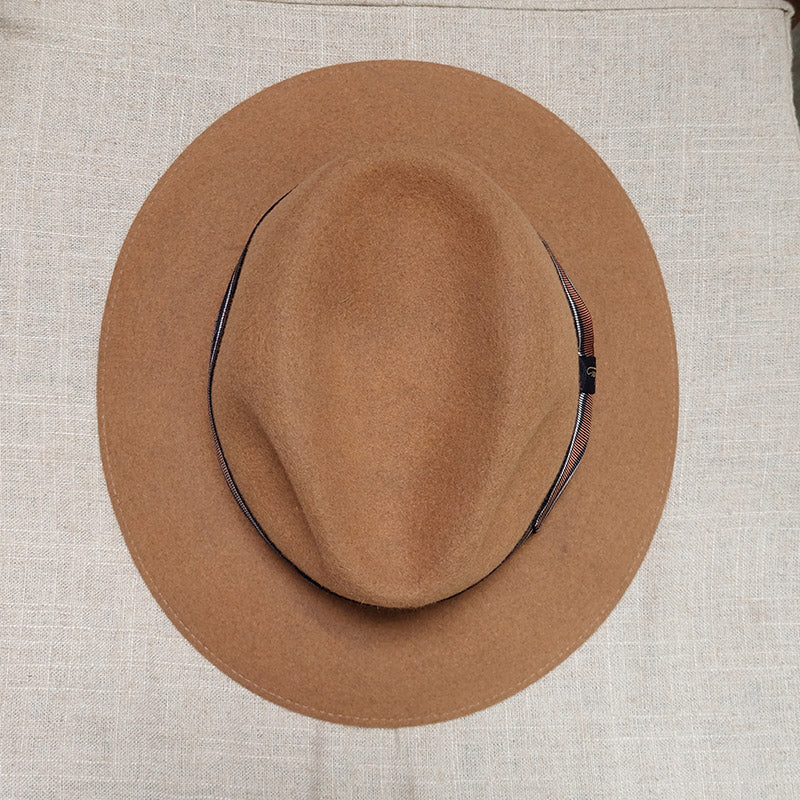 Borsalino/Tan fedora felt hat(Medium brim) - OBEIOBEI
