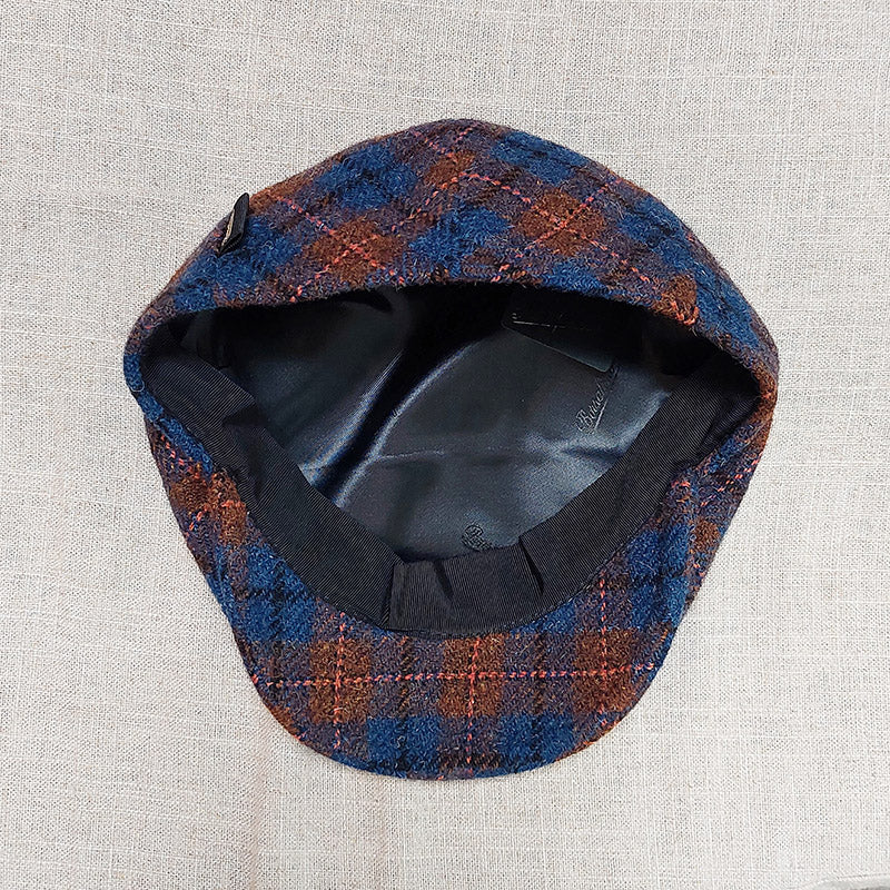 Borsalino/Blue-Orange Check Cap - OBEIOBEI