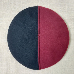 Doria/Black-Red Wool Beret - OBEIOBEI