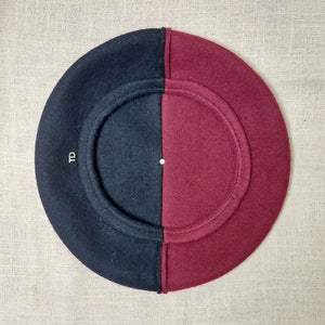 Doria/Black-Red Wool Beret - OBEIOBEI