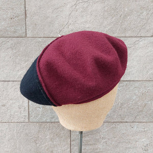 Doria/Black-Red Wool Beret - OBEIOBEI