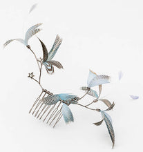 Load image into Gallery viewer, Cecilie Boccara/Light blue feather hair comb - OBEIOBEI