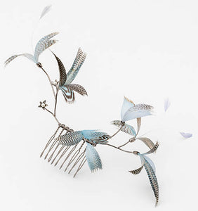 Cecilie Boccara/Light blue feather hair comb - OBEIOBEI