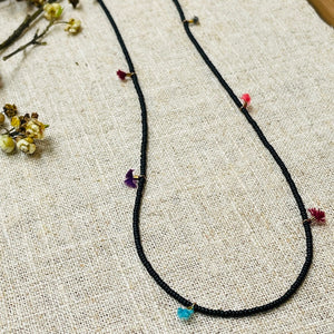 SHASHI/Glass Bead Tassel Necklace (5 Color) - OBEIOBEI