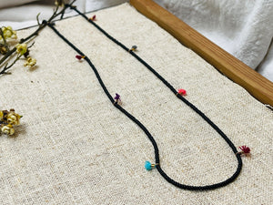 SHASHI/Glass Bead Tassel Necklace (5 Color) - OBEIOBEI