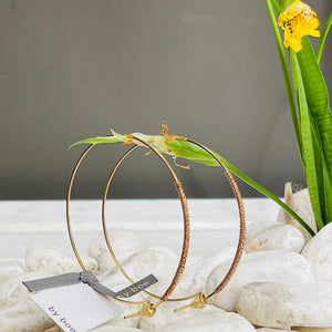 by Boe/Large Thin Wire Hoop Earrings(Copper/Green) - OBEIOBEI