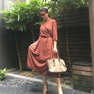 Hannoh Wessel/Autumn Cotton dress(Terra cotta 磚紅色) - OBEIOBEI