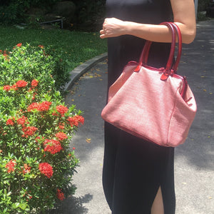 Vive La Difference/Pink red straw handbag - OBEIOBEI