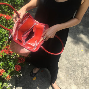 Vive La Difference/Pink red straw handbag - OBEIOBEI