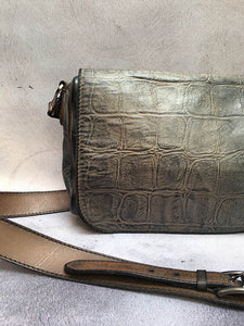 Numero 10/Grey brown croc pattern shoulder bag - OBEIOBEI