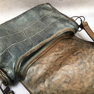 Numero 10/Grey brown croc pattern shoulder bag - OBEIOBEI