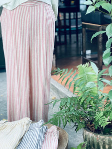 ITR/Cotton stripe pants-Pink - OBEIOBEI