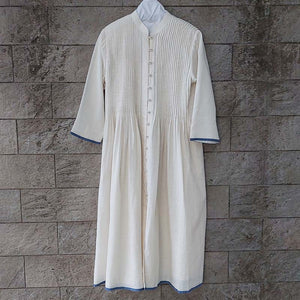 ITR/Ivory Pleated Cotton Dress - OBEIOBEI