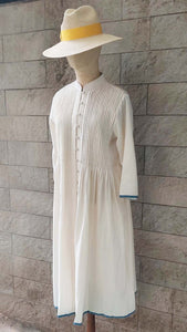 ITR/Ivory Pleated Cotton Dress - OBEIOBEI