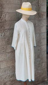 ITR/Ivory Pleated Cotton Dress - OBEIOBEI